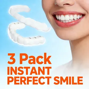 Photo-Ready Smile in 1 Min! 【3 Pairs】Cosmetic Smile Cover - Natural White Snap-In Veneers Perfect Fit Instant Confidence For Oral Health & Hygiene Gift