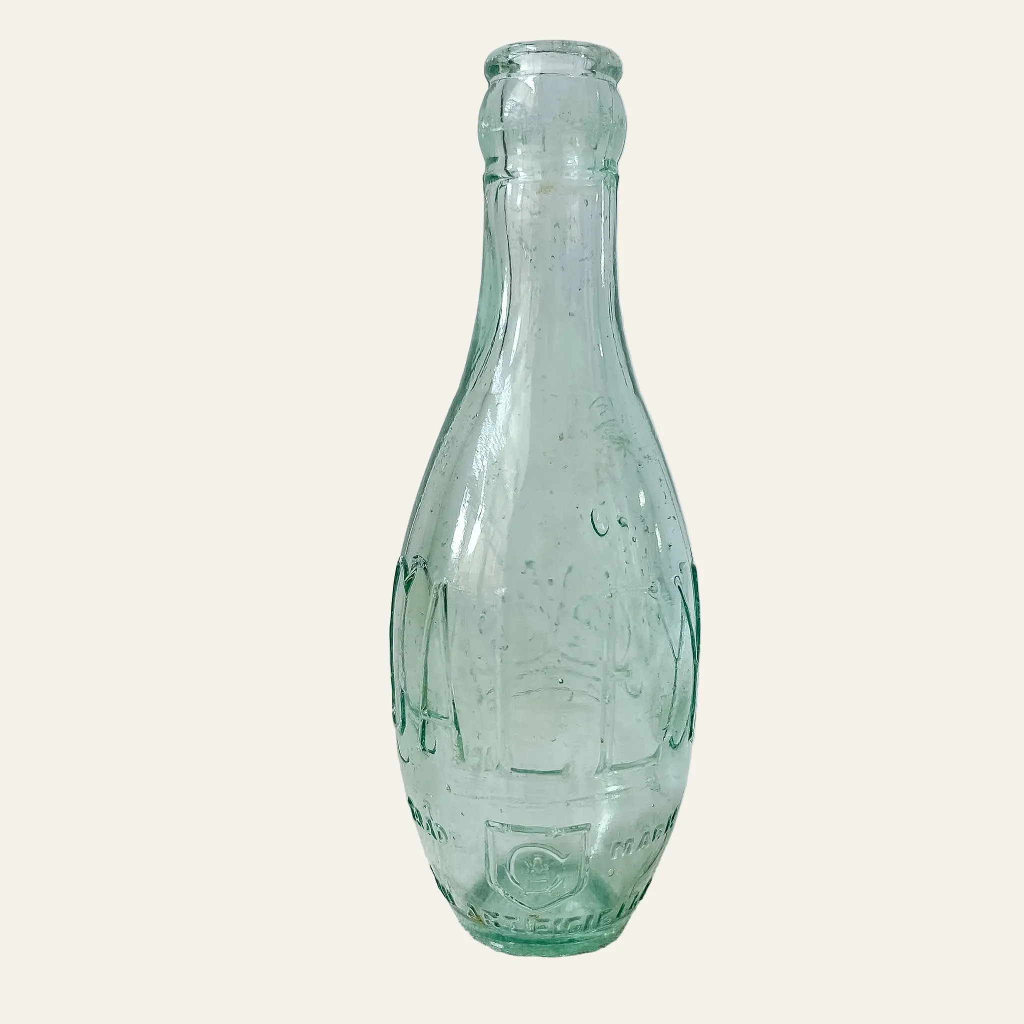 Antique Caley's Embossed Aqua Glass Soda Bottle