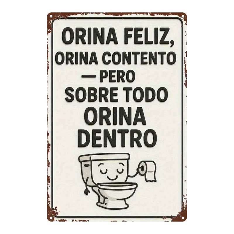 1pc Spanish Humorous Bathroom Sign - Vintage Aged Look Metal Wall Decor with Spanish Funny Phrases, Iron 2D Flat Toilet Sign Suitable for Home, Office, Gym, Spanish Class - Funny Language Learning Gift, 2D Flat