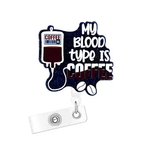 Funny Letter Pattern Acrylic Badge Clip, 1 Count Retractable Badge Reel, badge reels retractable, Name Badge Clip for Nurse Doctor Student Worker Volunteer, Retractable Badge Holder