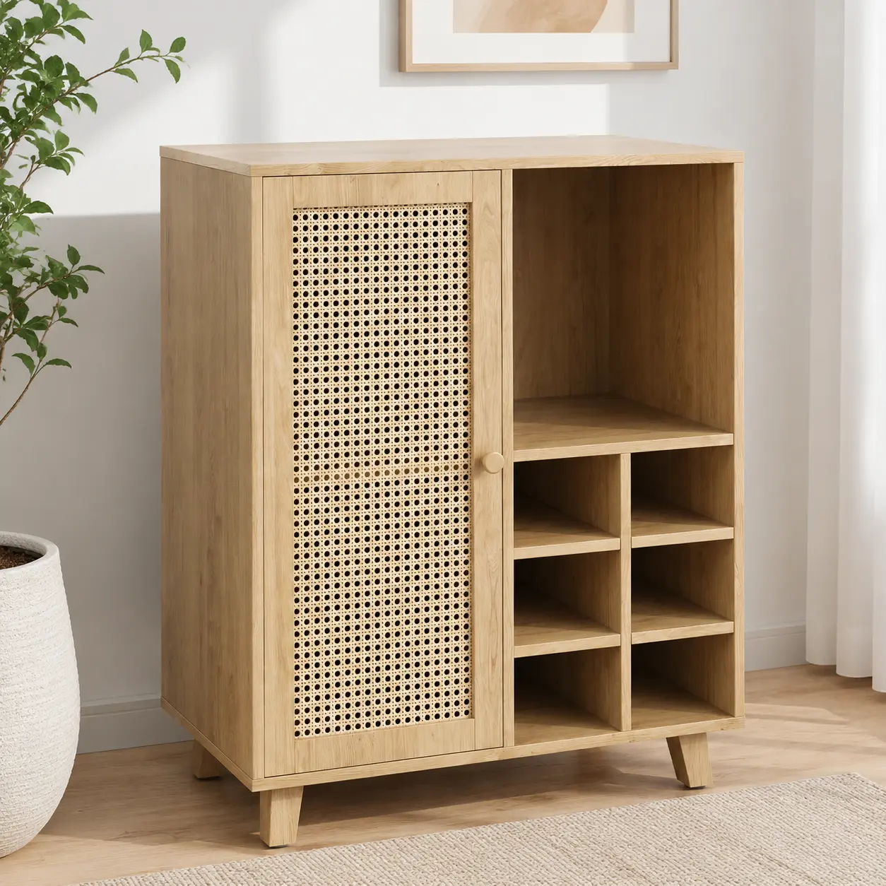 littleox Sideboard Cabinet with Storage, 34 Inch Wine Bar Cabinet with Wine Racks, Buffet Cabinets for Home, Living Room