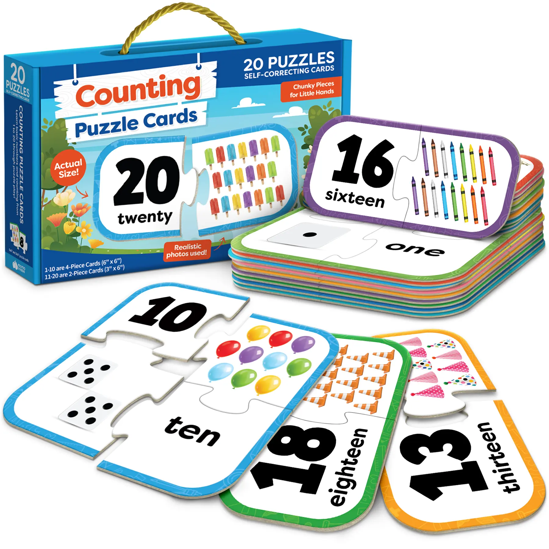 [Back to school shopping] Number Puzzle Kindergarten Math Game - 20 Sets Learning Numbers Puzzles