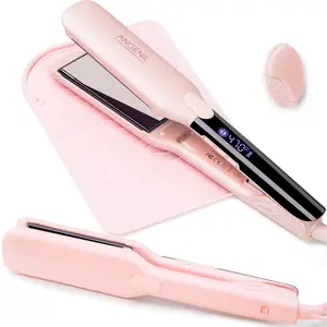 Professional Titanium Flat Iron Hair Straightener, 1 Count 2 in 1 Hair Straightening Iron with Heat Resistant Silicone Mat, Adjustable Temp Hair Straightener, Portable Hair Straightener