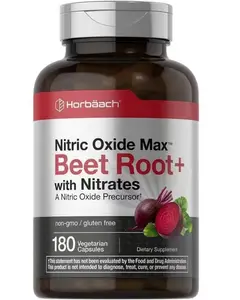 Horbäach Nitric Oxide Beet Root Capsules | 180 Count | with Nitrates and Precursor | for Men and Women | Vegetarian, Non-GMO, Gluten Free Supplement