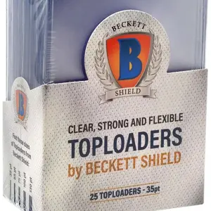 Beckett Shield Toploader 35pt Clear Strong Flexible Vinyl Card Protection Sleeves 25 Pack for Standard Cards Up to 35pt