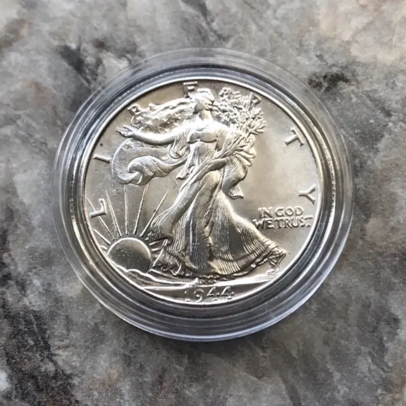 1944 Silver Walking Liberty Half Dollar in Brilliant Uncirculated Condition.