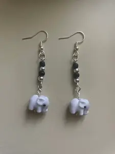 Elephant Glass Dangle Earrings