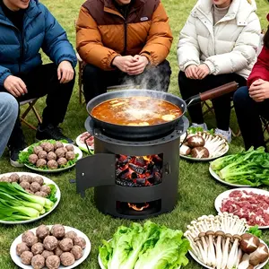 Multifunctional Outdoor Fire Pit Grill, Heavy Duty Firepit - Portable Charcoal & Firewood Stove for Camping, Picnics & Backyard, All-in-One Cooking, Grilling Solution, Durable Steel Construction with Adjustable Height, Perfect for BBQ