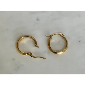 High-Quality Stainless Steel Hypoallergenic Hoop Earrings with Golden Finish - 20.5x19.5x3mm