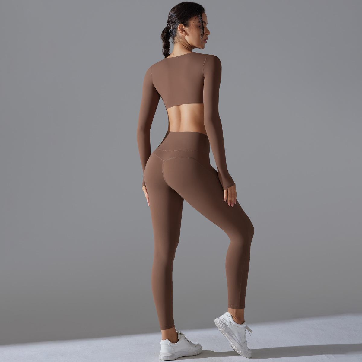 Yoga Clothes Sports Push Up Long Sleeve Workout Clothes Suit