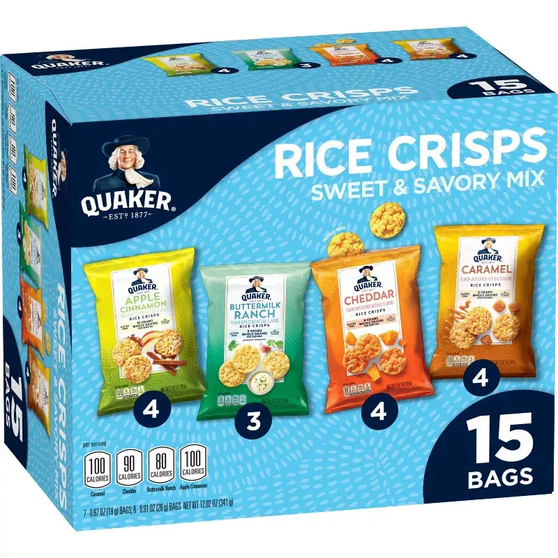 Quaker Sweet & Savory Mix Gluten Free Popped Rice Crisps Variety pack - 12.02oz/15ct