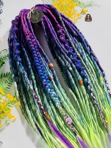 Rainbow Faux Synthetic Dreads Vibrant Double-Ended Extensions for Festivals Unisex Hair Accessories with Colorful Ombre Effects 100% Kanekalon Synthetic Fiber Double-Ended Design for Natural & Rainbow Effects Wavy Style