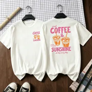 Iced Coffee Print T Shirt Women Sunshine Graphic Tee