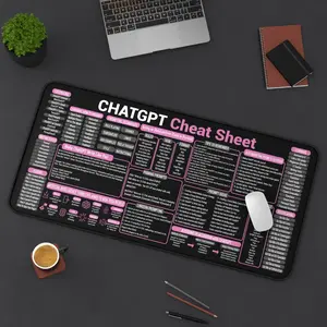 Chat GPT Cheat Sheet Mouse Pad, AI Language Chat GPT Quick Reference Mouse mat, Desk Mat for Software Engineers, Gaming Accessories, Desk Decor Setup, Work Support