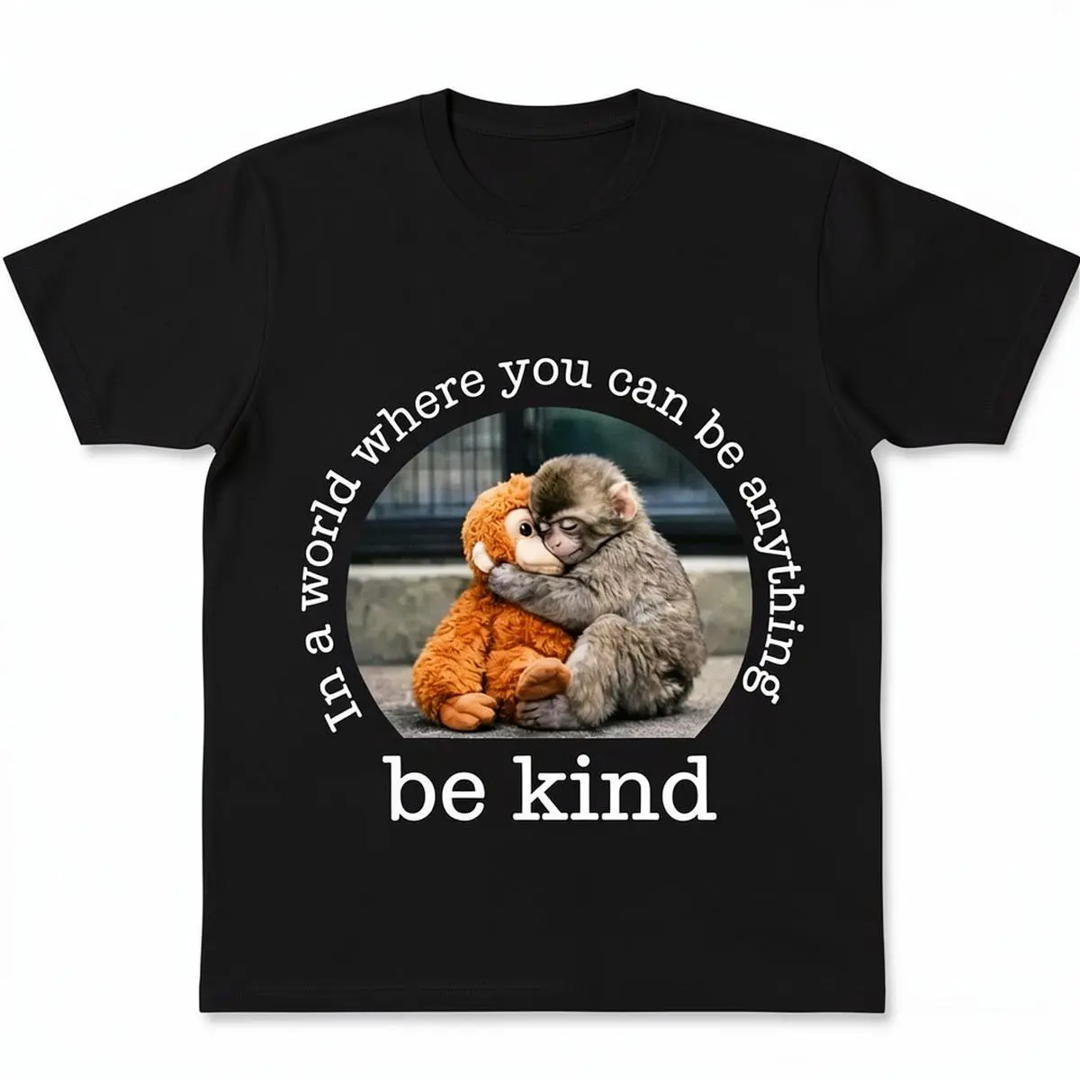 be kind Punch Monkey and plushie mother Cotton Graphic Shirt Tee Baby Monkey Plush Top Mothers Day Animal Lover Mother Gift Cute Cozy Mom y2k Top Trending