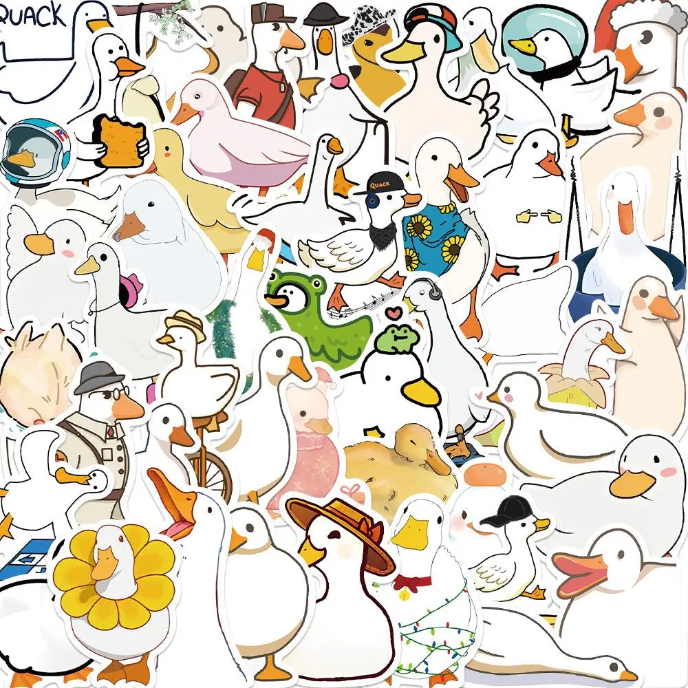 Cartoon Duck Series Decal Sticker, 50pcs Naughty Stickers for Wall Decor, Waterproof Sticker Pack for Water Bottle Skateboard Helmet Car Bike Luggage Laptop