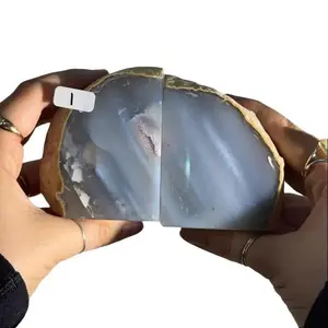 Natural Agate Crystal Bookends - Unique Patterns & Vibrant Colors for Bookshelf Decor & Organization - Ideal Gift for Book Lovers & Crystal Enthusiasts