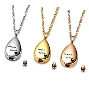 Simple open teardrop urn pendant necklace, women's bottle necklace, stainless steel urn pendant necklace, pet memorial, loved one memorial