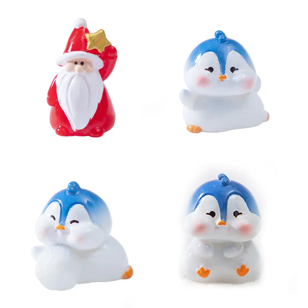 Abs Classic Christmas Tree Micro Landscape Decorations - 4pcs Cute Santa Claus-Penguin Dolls, Adult DIY Fun Small Festive Home Ornaments