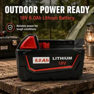M18 18V 6Ah lithium-ion battery pack, rechargeable lithium-ion power tool battery, 8.0Ah, 6.0Ah optional, model 48-11-1860, suitable for replacing batteries in Milwaukee drills, impact drills, saws, and polishing machines, high capacity, long running time