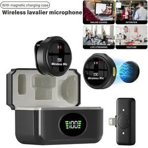 Noise-Canceling Wireless Lapel Microphone with Charging Box, USB PD, Lavalier Mic for iOS/android/PC, Video Recording, Podcasts, Vlogs, Live Streaming Mic
