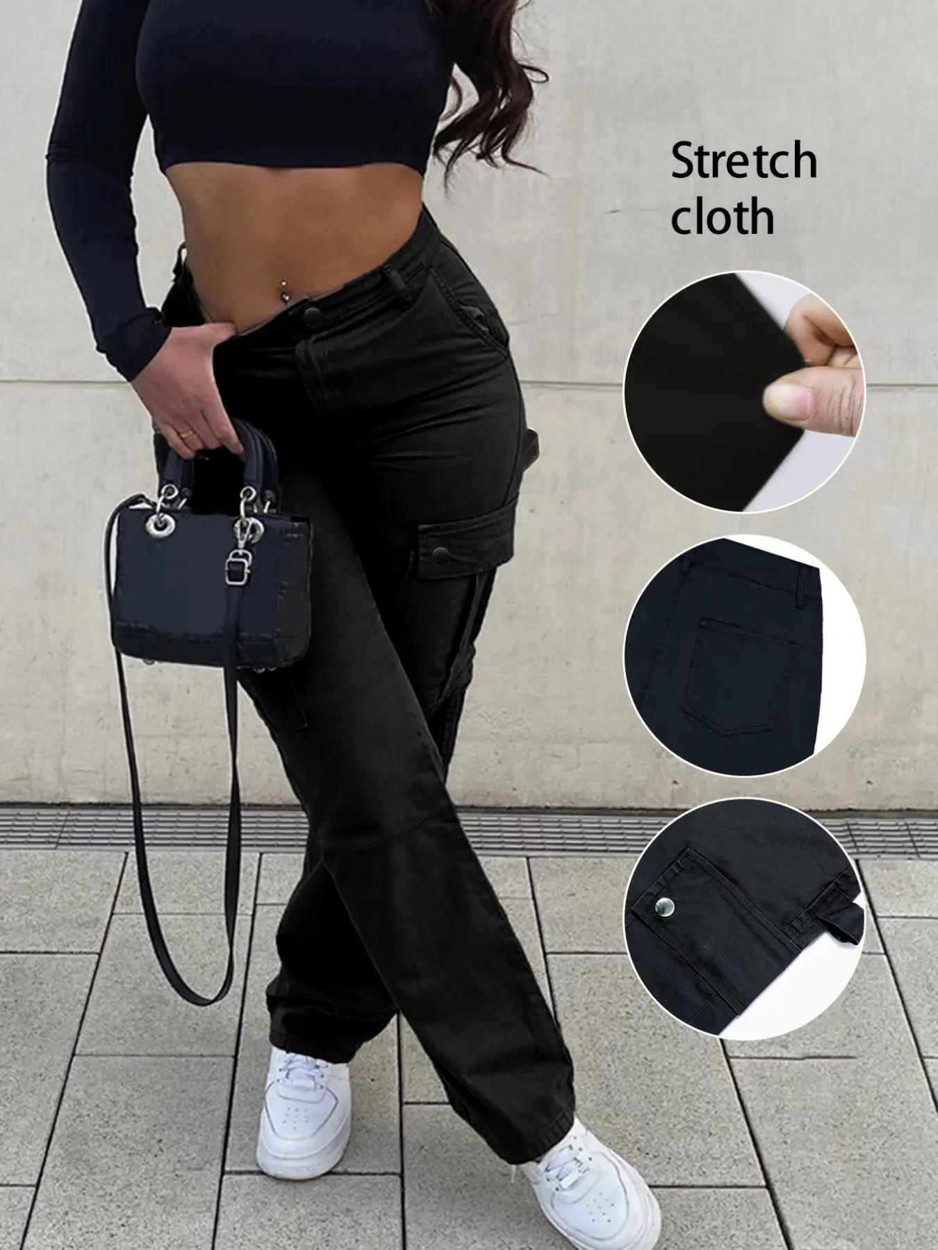 Women's Cargo Pants with Pockets, Cotton Woven Outdoor Tear-Resistant Camouflage Workwear, Casual Military Style, Casual Chic Streetwear, Durable Structure, Daily Wear, Bottoms, Womenswear
