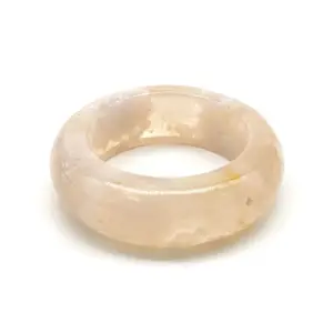Natural Gemstone Cherry Blossom Agate Ring Simple Fashion Niche Versatile Retro Holiday Gift Unisex Pink Cherry Blossom Agate Ring