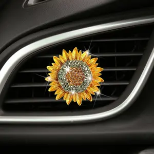 1pc Rhinestone Sunflower Car Vent Air Freshener Clip, Goddess Style Daisy Car Aromatherapy Decoration, Car Fragrance, Interior Air Conditioning Ornament, Car Diffuser, Car Accessory, Car Interior Accessories, Car Interior Diffusers