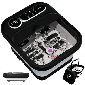 Beinilai Collapsible Foot Spa Bath Massage with Heat, Precise Temperature Control, 6 Massage Roller, Bubble and Removable Pedicure Stone for Care Feet. Pedicure Foot Spa for Relaxation and Stress Relief.
