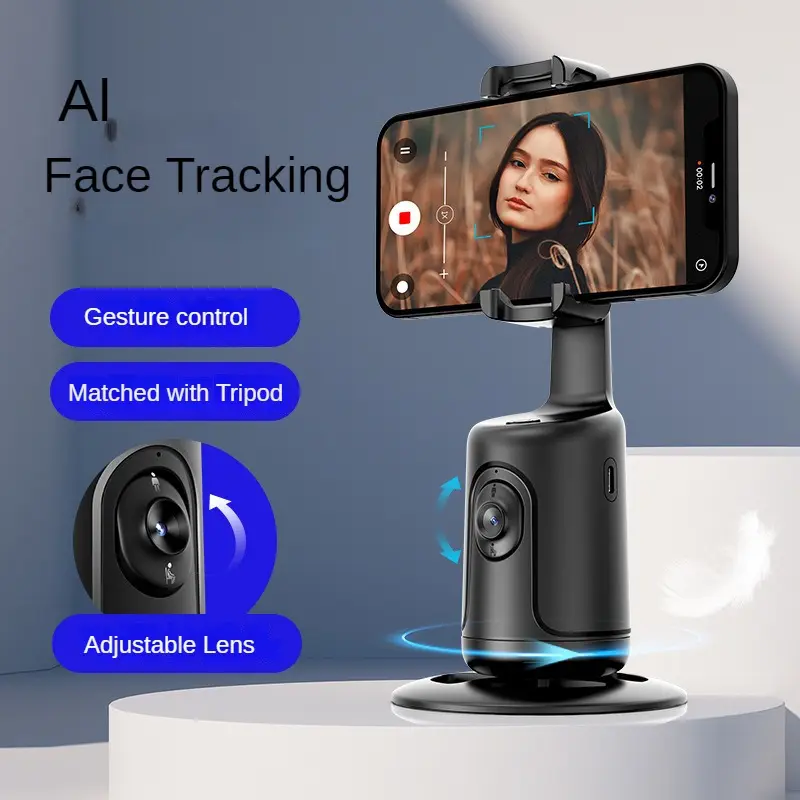P01 Mobile Phone Panoramic Camera Holder with 360 ° Intelligent Gesture Recognition AI Face Tracking Stabilizer Accessories Selfie