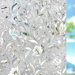 Window Privacy Film, Vinyl Glass Covering, Stained Decorative Film Frosted, Static Window Clings, Non-Adhesive, No-Glue