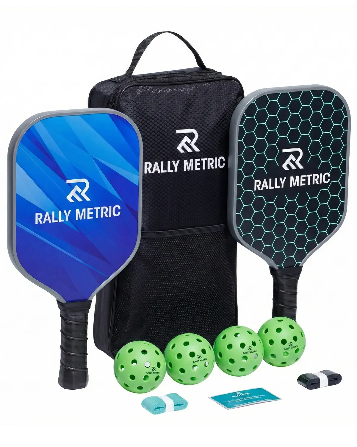 Pickleball Paddle Set of 2 – Ready-to-Play Complete Set, Lightweight 16mm Paddle Set for Control & Power, Wide Sweet Spot Includes 4 Balls, 2 Overgrips & Carry Bag