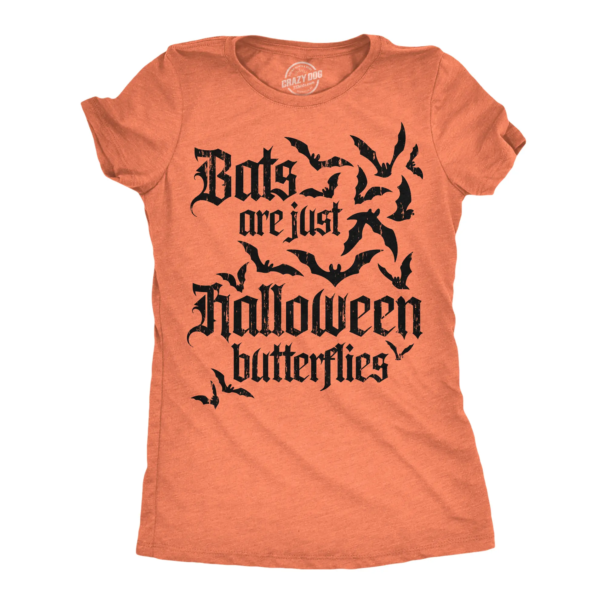 Womens Funny T Shirts Bats Are Just Halloween Butterflies Sarcastic Graphic Novelty Tee For Ladies Funny Womens T Shirts Cute Vintage Fashion Casual Ladies T-Shirt Gift Halloween Tops for Women Funny Animal Top Orange -