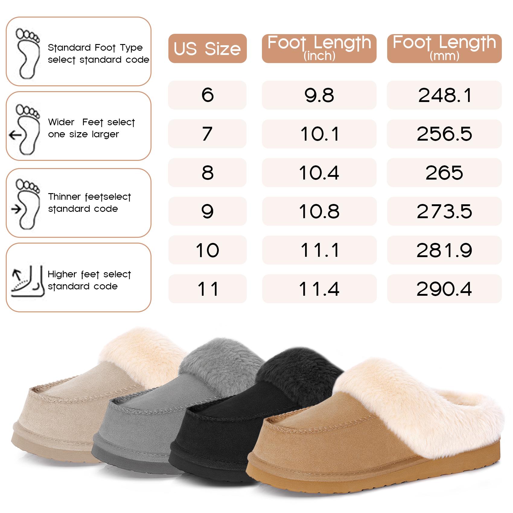 FITORY Women’s Suede Slippers with Faux Fur, Winter Warm Memory Foam Comfort Indoor Outdoor Non-Slip Shoes, Size 6-11 Brown