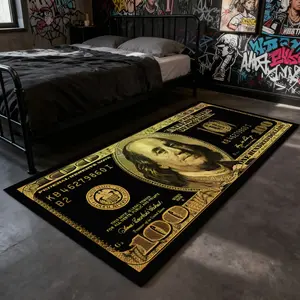 Dollar rug, 1 Count long rug, soft velvet area rug, Decorative rug, Bedroom Rugs, Luxury US dollar pattern money rug, gift for boys, home room decor, suitable for bedside, bedroom, hallway, kitchen, bathroom, living room and other scenes, Multiple sizes