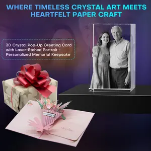 Artimele3D Premium Personalized 3D Crystal Photo Gifts 3d Laser Picture Engraved Customized Picture Frames Crystal Anniversary Birthday Wedding Memorial Gift for Mom,Women,Wife,Men,Her,Husband,Grandma