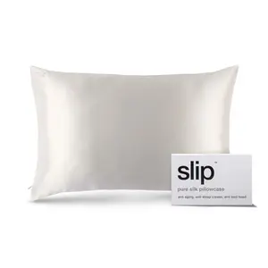 Slip Silk Pillowcase | Queen Size, Zippered Closure | White | 100% Pure Mulberry Silk | Anti-Aging, Anti-Sleep Crease, Anti-Bed Head | Designed to be gentle on Skin & Hair, Luxury Sleep Essential