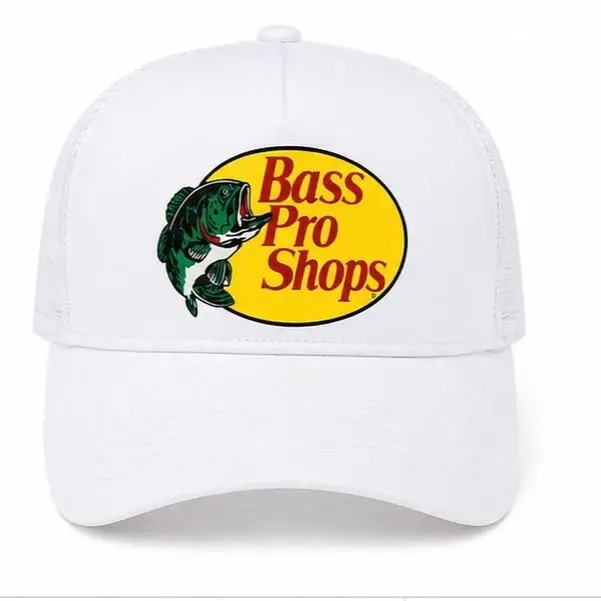 Bass Pro Shops White Trucker Hat – Adjustable Snapback mesh back