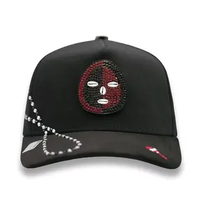 Yoruba Elegua BiggBoss Black Hat with Unique Red and Black Emblem and Chain Detailing