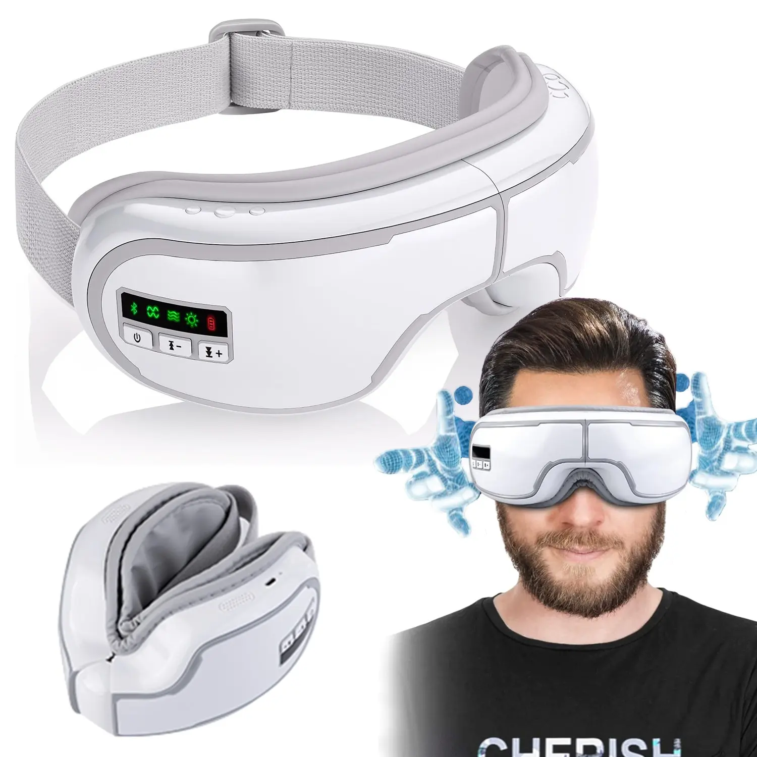 Heated Eye Massager with Bluetooth-compatible Music, Adjustable Pressure Modes, Constant Temperature 104°f-107°f, Portable Relaxing Gift for Men & Women, Relaxation Aid