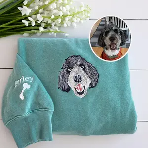 Custom Embroidered Pet Sweatshirt From Your Photo - Dog Cat Face Crewneck - Pet Sweatshirt  8