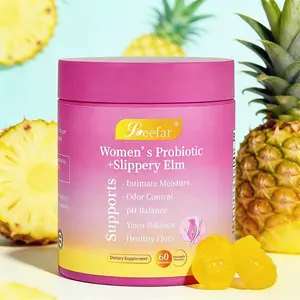 ‌Feminine Vitality ‌Hawaiian Pineapple Zest Probiotics Gummies with Slippery Elm & Prebiotics 60ct - ‌Daily Sour Gummy Slices | our pH-Supporting Tangy Reddit-Viral Chewy Multivitamin Edible Digestive Support & Intimate Care Supplements
