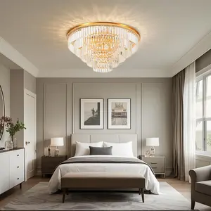 Circular Postmodern Crystal Ceiling Lamp 31.5 Inches Modern Home Decor Lighting Fixture for Living Room & Bedroom Easy Installation Stylish Appeal