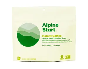Alpine Start 30-serving Bag Instant Coffee - 100% shade grown arabica instant coffee