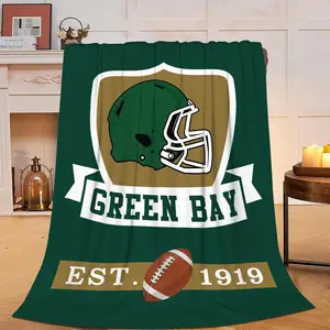Green Bay Blanket Gifts for Men Women Soft Comfortable Flannel Cozy Plush Sports Ball Throws Blanket Team Accessories Decor Blanket for Bed Boys Teens Players Lover