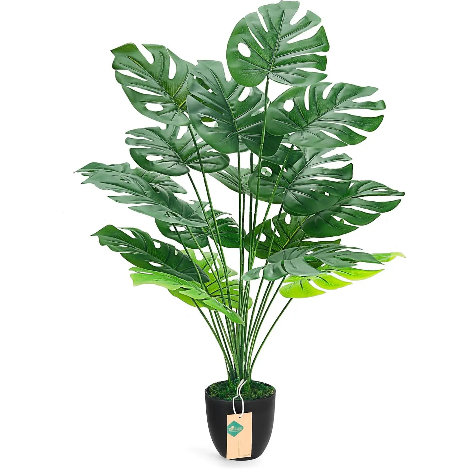 Der Rose Fake Plants 28'' Large Faux Plants Artificial Monstera Plants Indoor Tall in Black Pots for Home Office Bathroom Patio Floor Outdoor Decor for Summer Porch Patio Planters, New Home Garden Decor & Moving Season, summerwins Deals For You