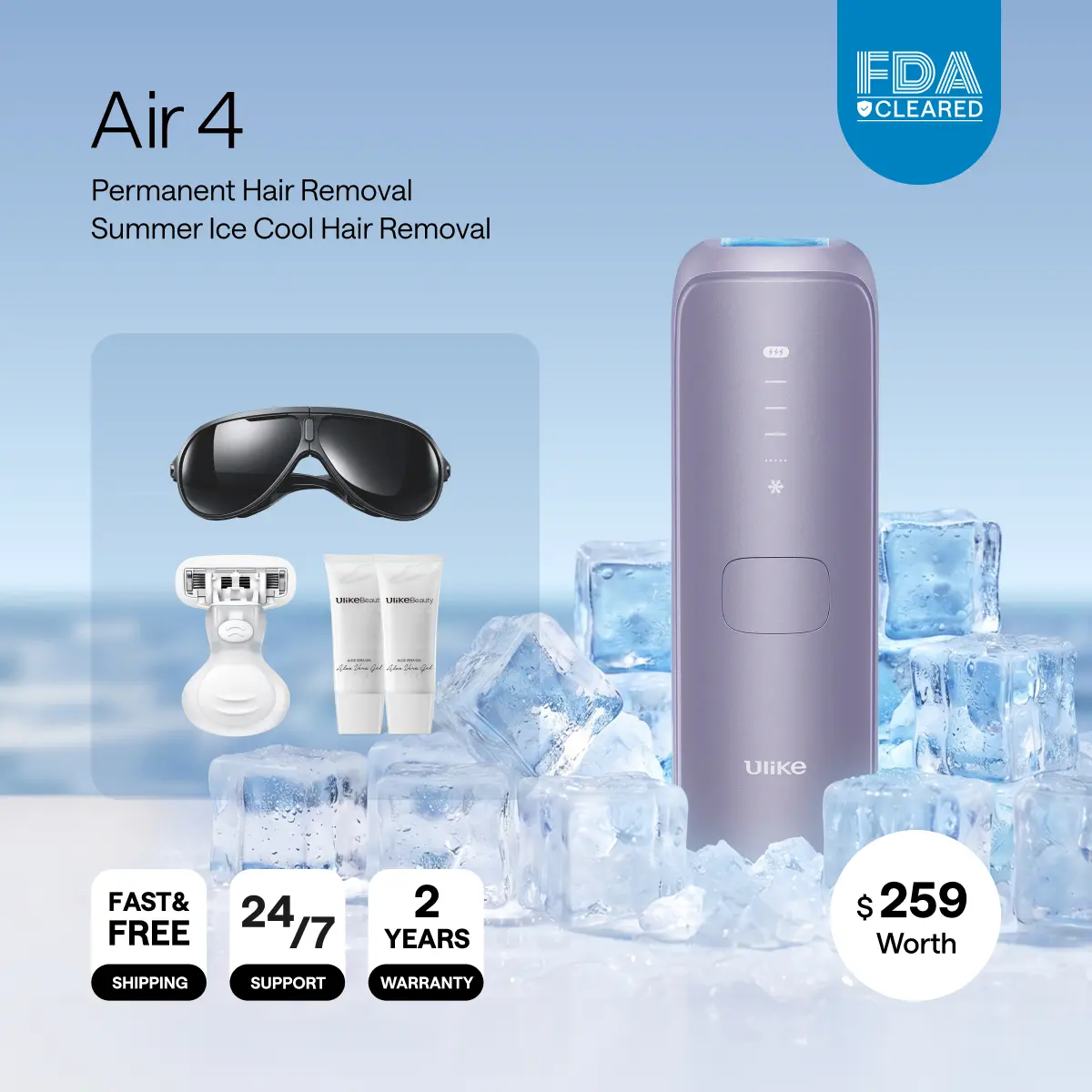 【Super Brand Day】Ulike Air 4 IPL Laser Hair Removal Device - Boosted Power, Easy Operation, Ice-Cooling Contact Tech, Skin Sensor, Color Correction, Antibacterial - For Women & Men - 90% Reduction in 4 Wks - Self Care Hair Tool Beauty Appliance,techvibes