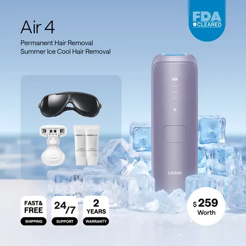 【Super Brand Day】Ulike Air 4 IPL Laser Hair Removal Device - Boosted Power, Easy Operation, Ice-Cooling Contact Tech, Skin Sensor, Color Correction, Antibacterial - For Women & Men - 90% Reduction in 4 Wks - Self Care Hair Tool Beauty Appliance