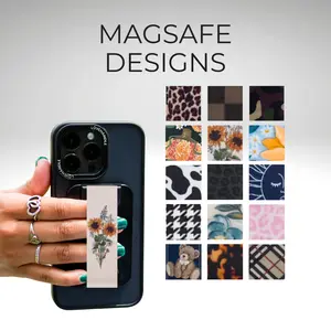 PRO for MAGSAFE DESIGNS - Removable Magnetic Phone Grip: Magnetic Grip, Kickstand, Wireless Charging Compatible, Silicone Strap, Securely Attaches to MagSafe-Compatible Cases, Easy On/Off, Stronger Magnets