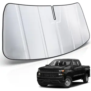 Windshield Sun Shade Compatible with Silverado Sierra 1500 2500HD 3500HD 2019-2026, Foldable Truck Sun Shade Shield with Storage Pouch, Front Window Visor